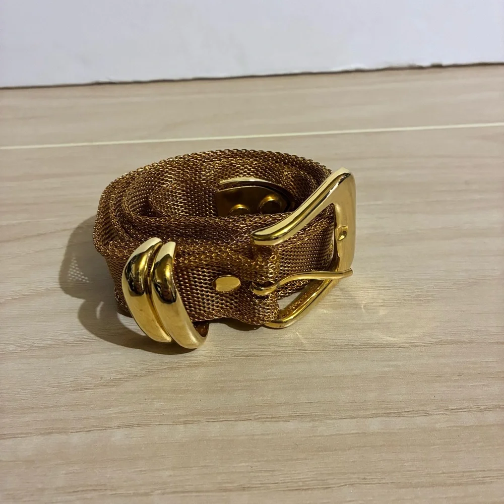 Vintage Gold Elegant Mesh Chainmail Belt Metallic Disco 70’s 80’s 90’s Sz Medium